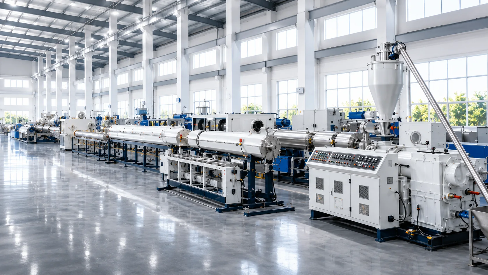 Modern pipe extrusion production machinery